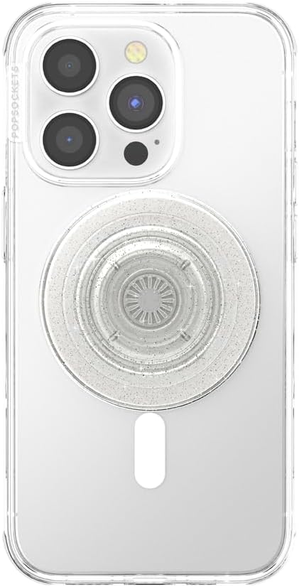 Phone Grip for MagSafe, Magnetic Holder, Phone Stand, Clear - Clear Glitter