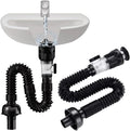 Bathroom Sink Drain Kit with Flexible P-Trap Pipe Bathroom Sink Drain Pipe | for 1-1/4" and 1-1/2" Hole, No Leakage