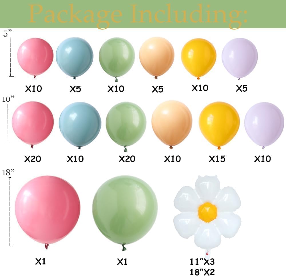 Daisy Flower Balloon Arch Kit Pink and Green Yellow WildFlower Balloons for Wild Flower Baby in Bloom Baby Shower