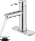 Brushed Nickel Bathroom Faucet 1 Hole,Single Handle,Hot and Cold