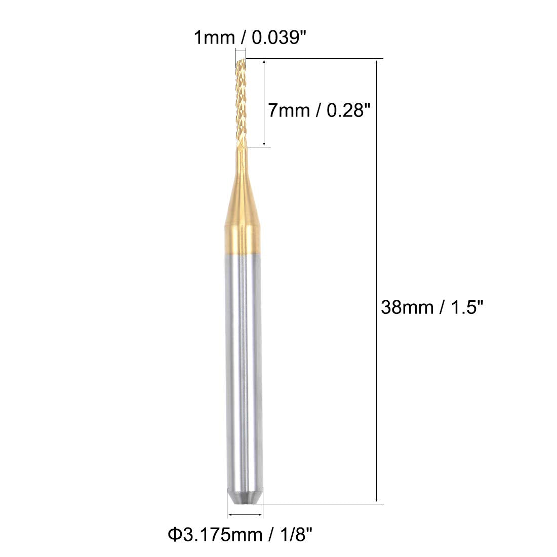 uxcell 10Pcs 1mm Titanium Coat Carbide End Mill Engraving Milling Cutter CNC Router Bits for PCB Machine, 1/8" Shank