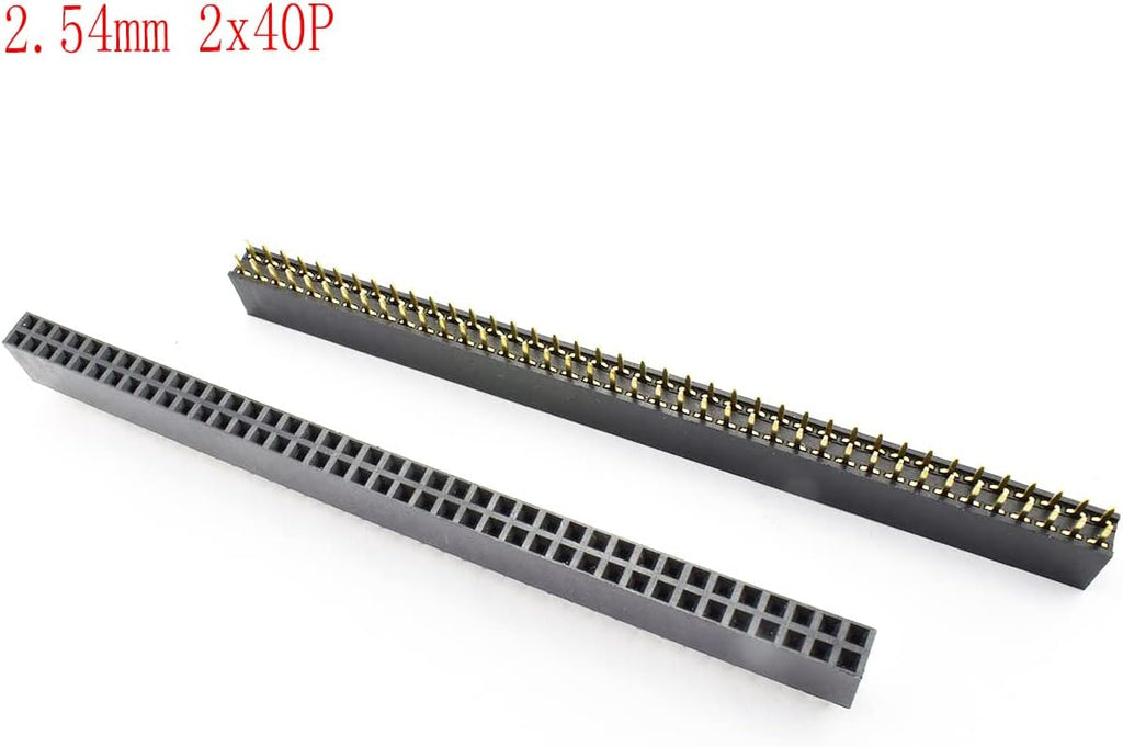 2.54mm 2 x 40Pin Female Socket Pin Header 40P Straight Dual Row Header Kit PCB Female Header Pin Header Connector, Pack of 20