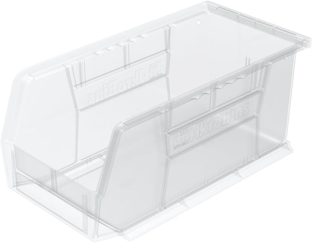 30230 AkroBins Plastic Storage Bins, 11"x5"x5", Clear, 12-Pack | Space-Saving Stackable Bins for Garage, Pantry