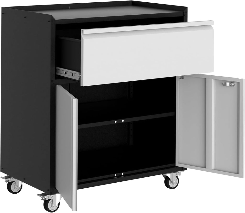 Rolling Tool Cabinet with Drawer, Heavy Duty Metal Storage Cabinet with Adjustable Shelf, Mobile Utility Tool Cart