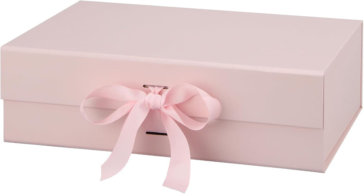 13"x9"x4" Large Pink Magnetic Gift Box with Lid Ribbon