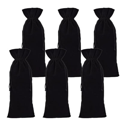 6Pcs Velvet Wine Bottle Bags Champagne Gift Bag with Double Drawstring Closure Red Wine Bottle Drawstring Bags for