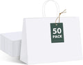 White Paper Bags with Handles, Large Shopping Bags 16x6x12, 50 Pack