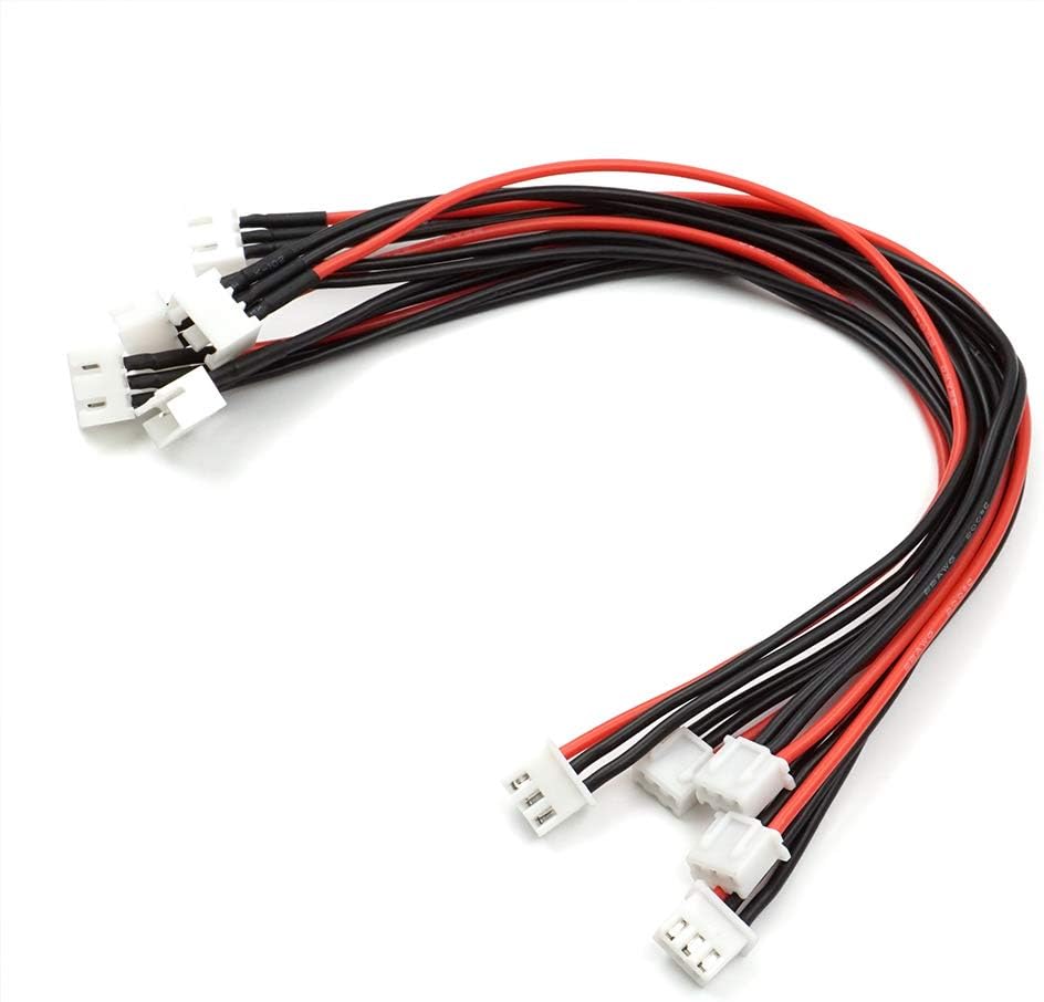JST-XH 2S Balance Plug Extension Lead Wire 200mm 5 PCS for LiPo Battery Balance Charging 22AWG Silicone