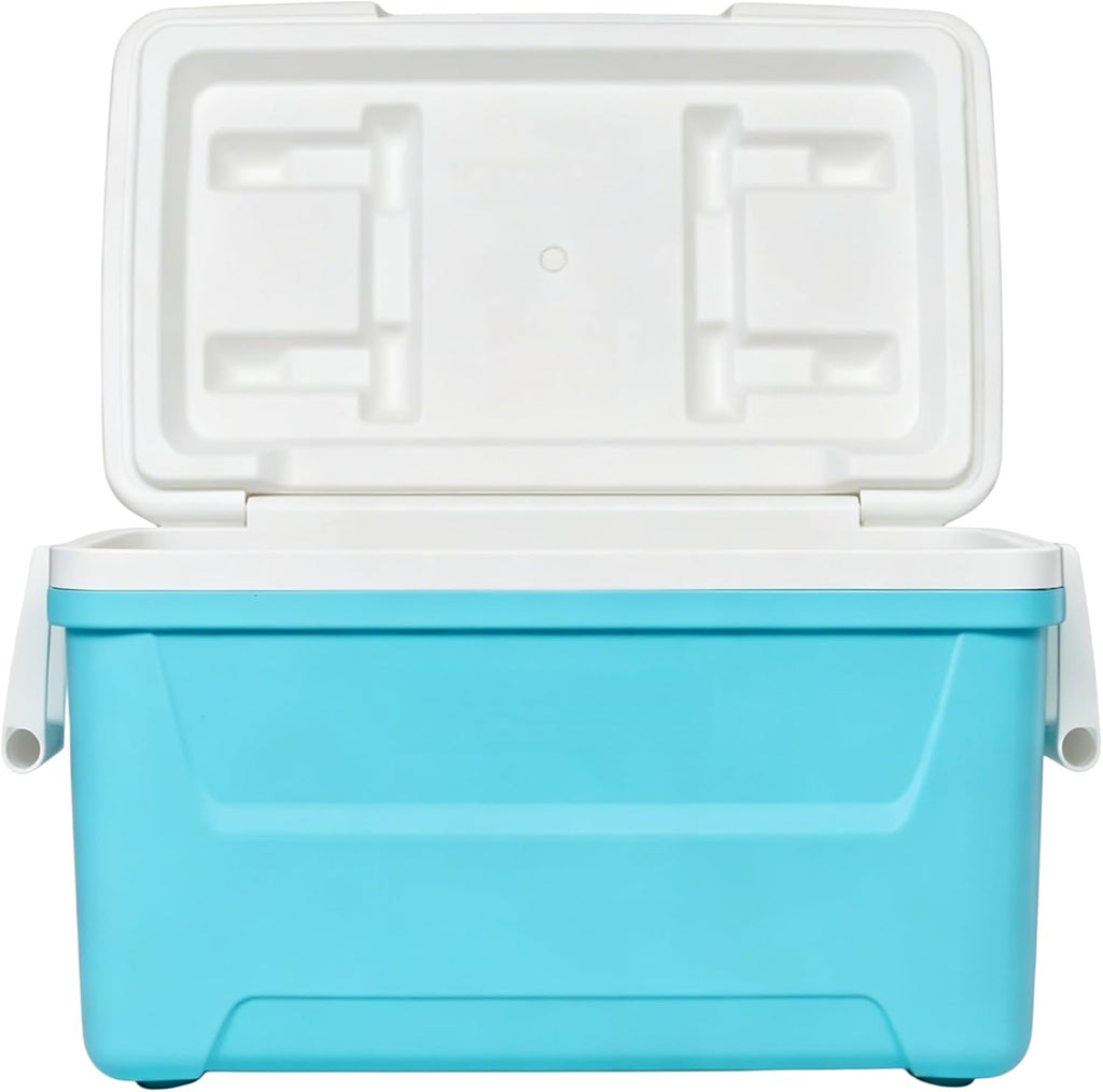 48 Quart Hard-Sided Ice Chest Cooler, Capacity Heavy Duty Ice Chest, Swing-Up Handles, Stain & Odor Resistant, Easy