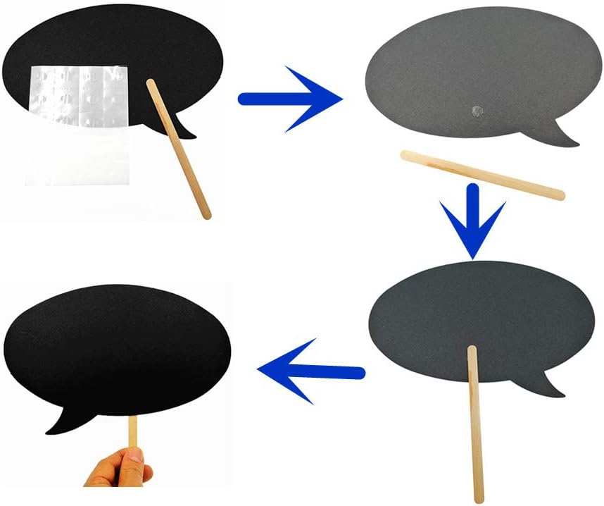 Photo Booth Props Kit,Writable Black Paper Card Board Photographing Props for Wedding Birthday Prom Party Favor(10pcs