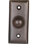 Push Button Doorbell, Solid Brass, Oil Rubbed Bronze Finish | 2 1/2 X 1 1/7 in, Vintage Push Button Doorbell, Wired