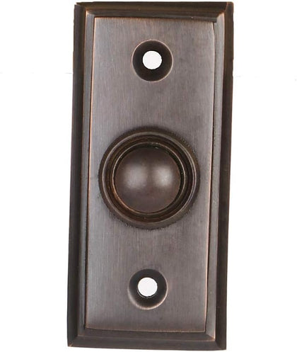 Push Button Doorbell, Solid Brass, Oil Rubbed Bronze Finish | 2 1/2 X 1 1/7 in, Vintage Push Button Doorbell, Wired