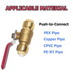 Hooshing 2 Pack 1/2 Inch Push-Fit Full Port Ball Valve, Red Handle
