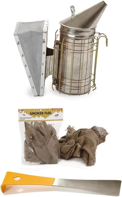 Beehive Smoker and Hive Tool Kit | Bee Smoker and Fuel | Hive Tool | Beekeeping Supplies | Beehive Calming Smoker for