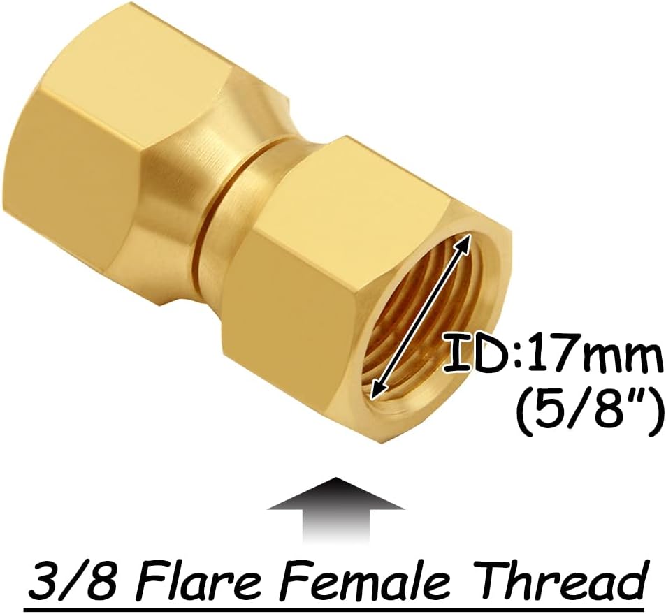 Uenede Brass 3/8 Flare Female Swivel Coupler, 2PCS