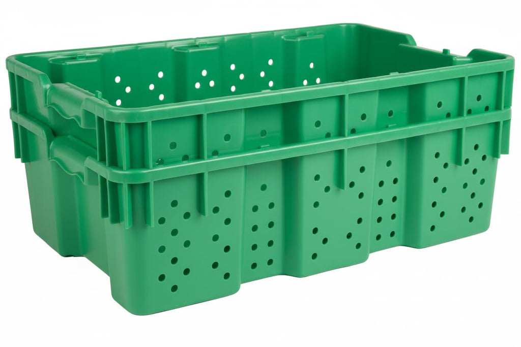 Hudson Exchange 24 x 16 x 7.3" (4 Pack, 7.5 Gallon) Agricultural Nest and Stack Vented Crate Handled Storage