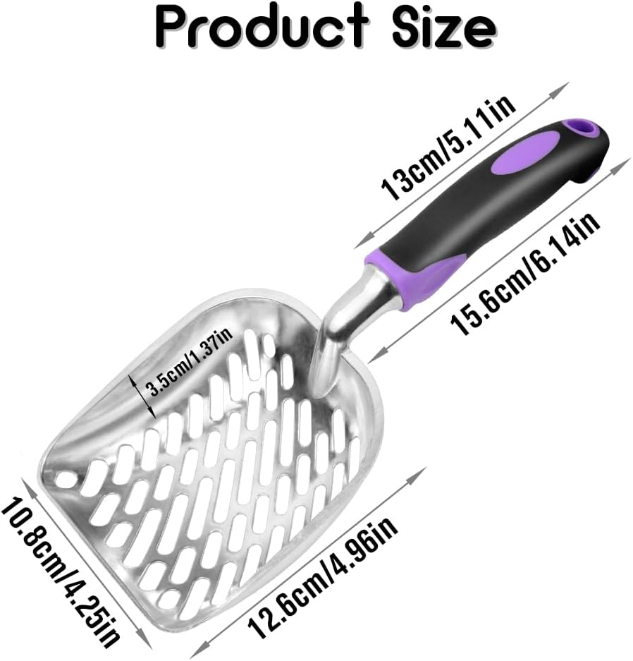 Cat Litter Scoop-Metal Cat Scooper-Long Handle Scoop,Cat Scooper-Poop Sifting-Mesh Shovel-Suitable for Cat Litter Box
