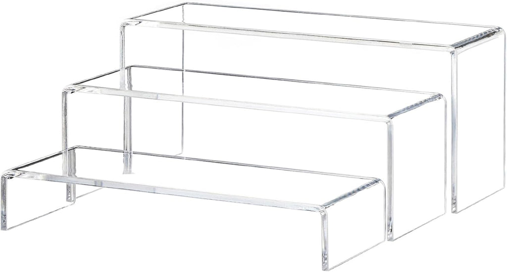Yieach Large Clear Acrylic Risers Display Stands,3 Pcs Rectangular Display Risers for Funko Pop,Figures,Food,Showcase