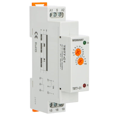 Wengart Delay Off Time Relay 12V-240V AC/DC, 16A 1SPDT DIN Rail Timer