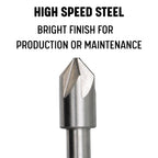 Drill America 1/2"-100 High Speed Steel 6 Flute Chatterless Countersink, Dew Series