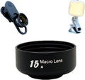 FotoZ Wide Angle & Macro Lens Kit with Adjustable LED Fill Light, 3-in-1 | HD Optical Mobile Photography Set for