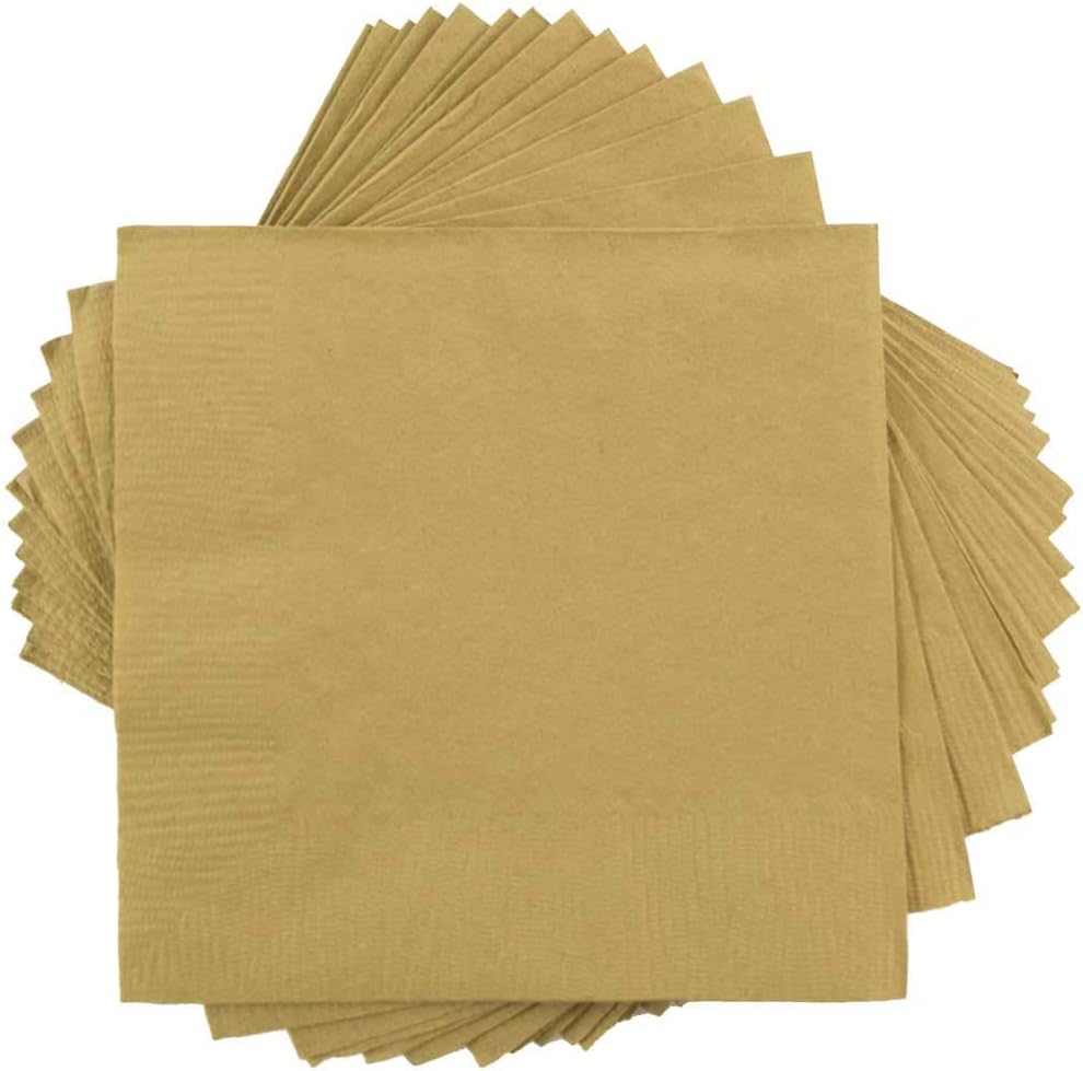 Small Beverage Napkins - 5 x 5 - Gold - 50/Pack