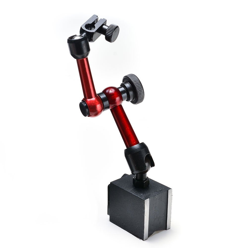 AGPtek 3-Joint Red Adjustable Magnetic Base Holder for Digital Dial Indicator