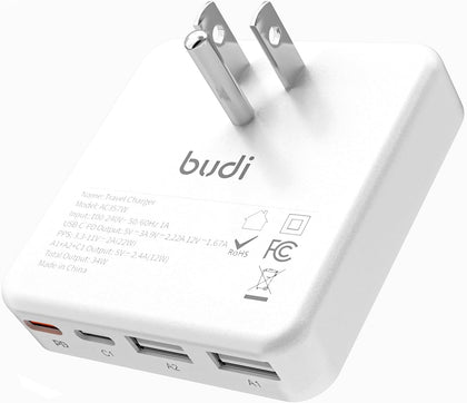 Flat USB C Wall Charger, 34W 4-Port USB Charger Block, Fast Charging Block with 20W Port Power Delivery and Dual