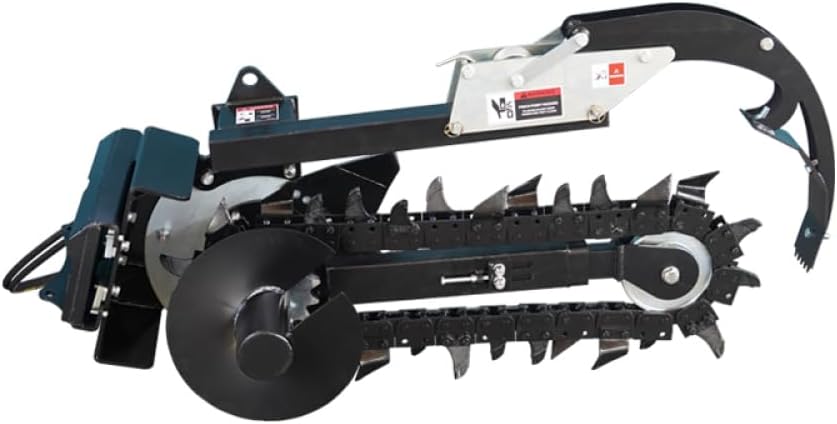 Skid Steer Trenchers Attachment with Adjustable Depth Control Foot and Three Different Chain Options, Universal Mount