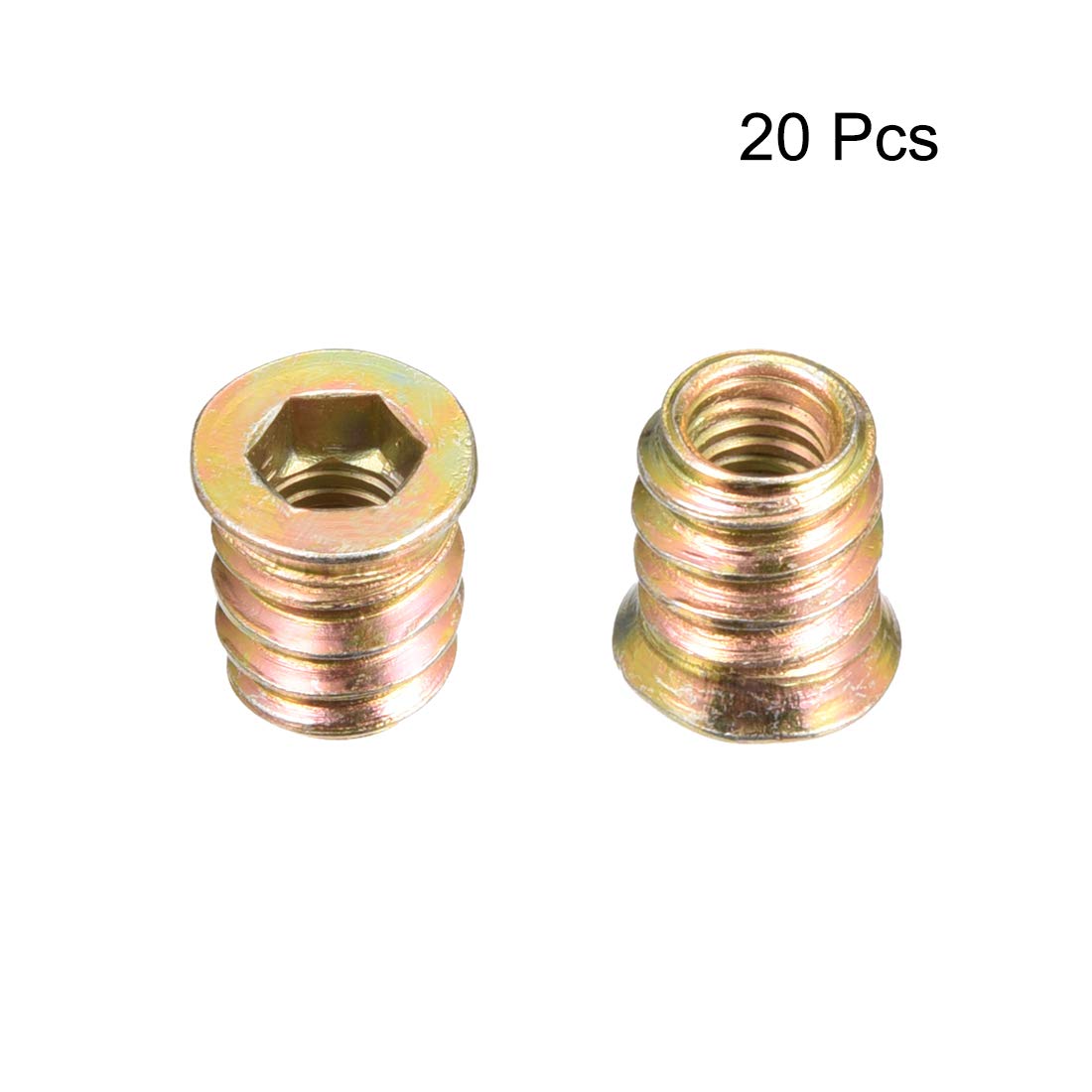 uxcell Wood Furniture M6x13mm Threaded Insert Nuts Interface Hex Socket Drive 20pcs