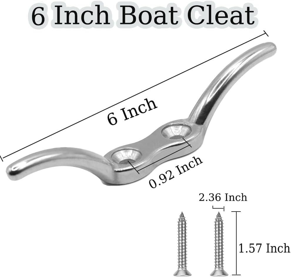 Boat Cleat, 2 1/2 in 4 6 inch Dock Cleat 316 Stainless Steel Marine Grade, Rope Cleat -Include Mounting Screws