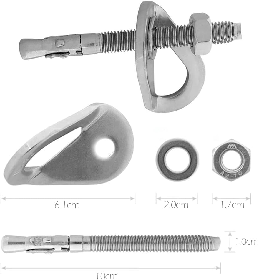 Climbing Holds Anchor Set - 6 PCS - Stainless Steel Bolt Hanger and Bolt Heavy Duty Climbing Holds Weight 2500KG for