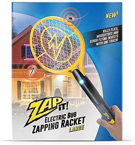 Rechargeable Electric Fly Swatter Racket - 4,000-Volt Mosquito Zapper with USB Charging Cable and Super-Bright LED