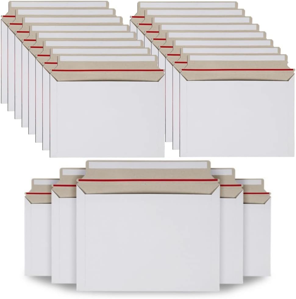 100PCS Stay Flat Mailers, 6x10 Inch Rigid Mailers Cardboard Envelopes, Self-Seal Mailers, White Rigid Shipping