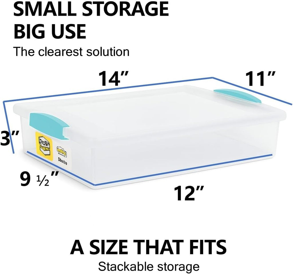 Plastic Storage Containers With Lids For Organizing, 6 Quarts - (Large - 14 x 11 x 3)