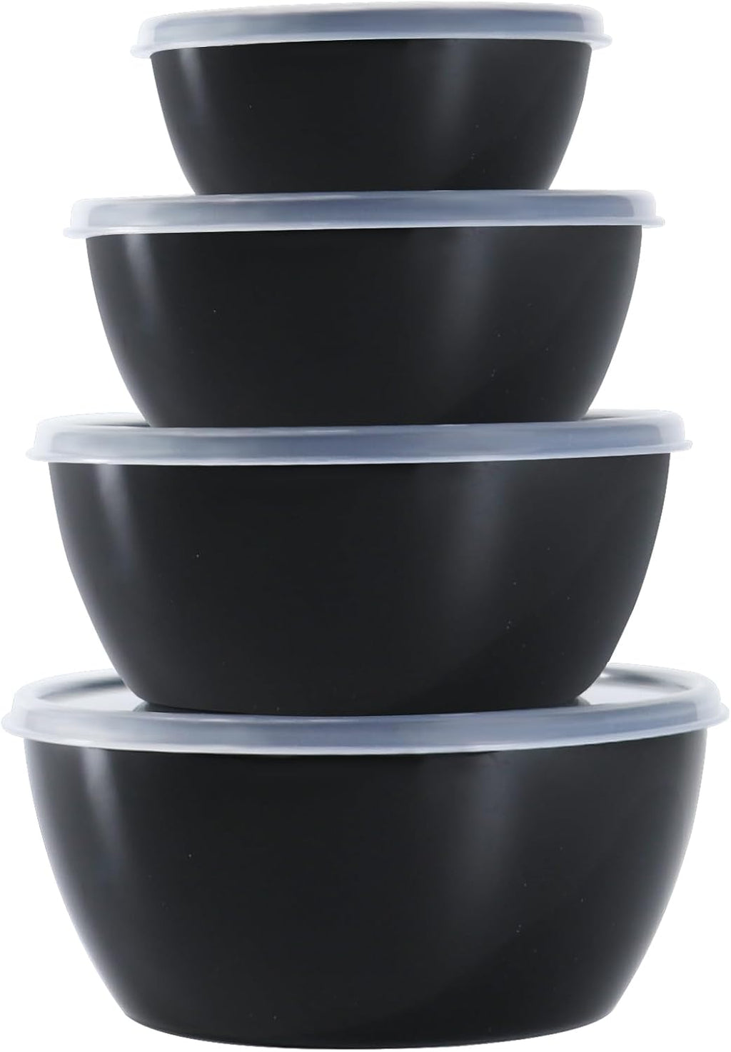4-Piece Classic Plastic Prep Bowls with Lids, Nesting Plastic Small Mixing Bowl Set for Mixing, Baking, Prepping