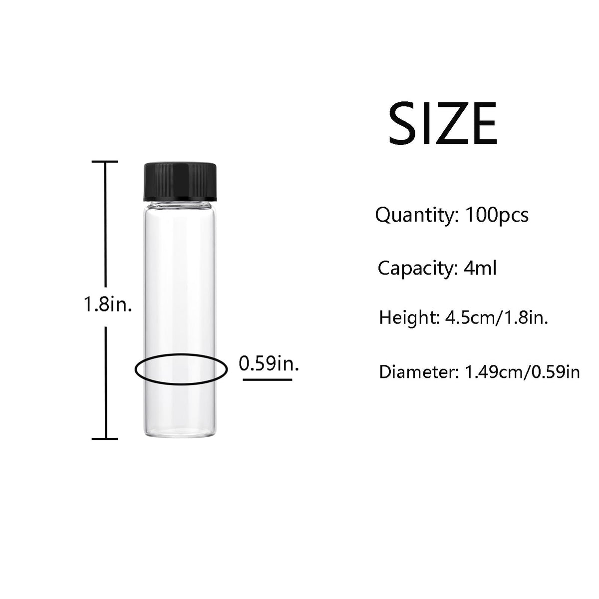 4ml Clear Small Glass Vials 100pcs with Screw Caps(100pcs)
