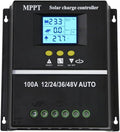 100A MPPT Solar Charge Controller 12V 24V 36V 48V LCD Display Battery Intelligent Regulator Max 100V Input Dual USB