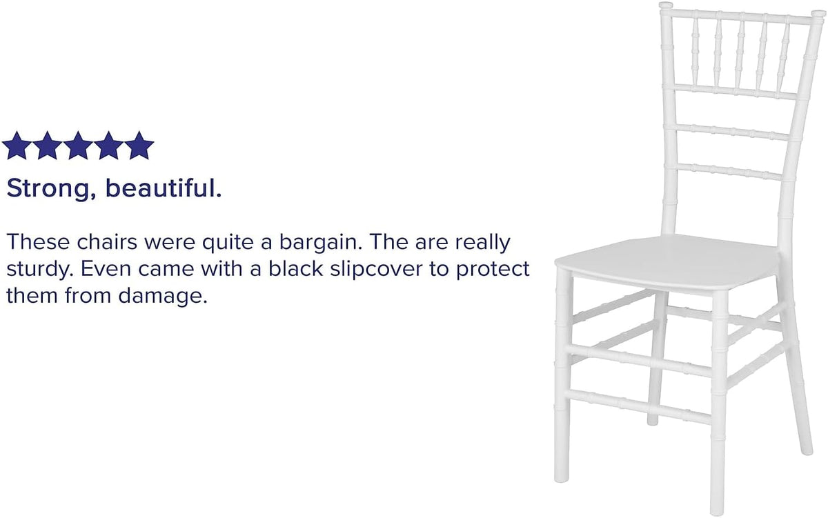 2 Pack HERCULES PREMIUM Series White Resin Stacking Chiavari Chair