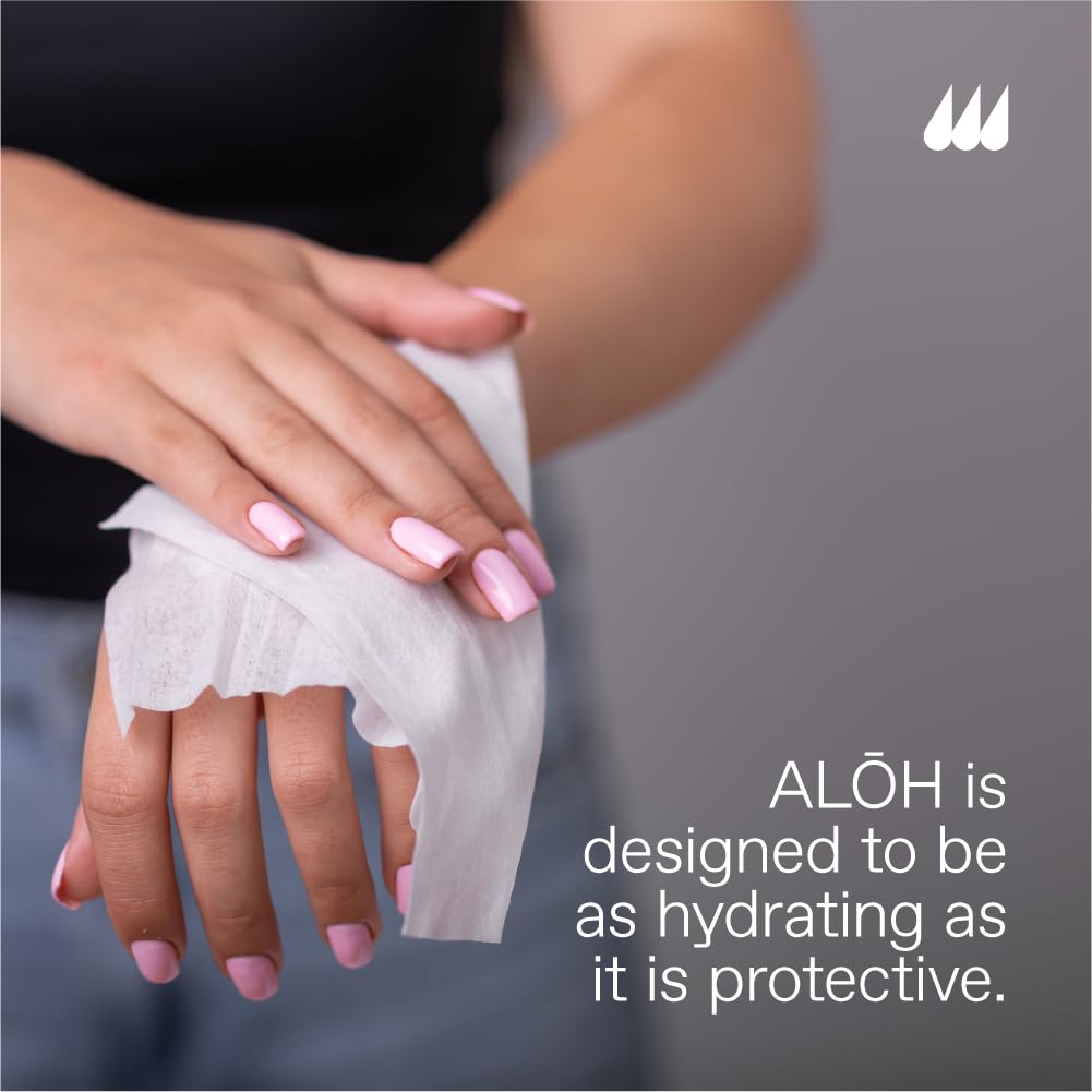 ALŌH Peppermint Eucalyptus + Aloe Hand Sanitizer Wipes Individually Wrapped | Clean Hands, Clear Mind, On The Go