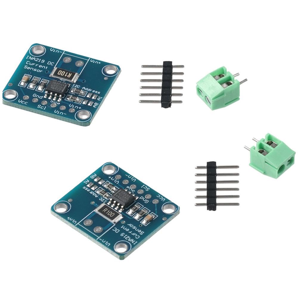 2Pcs INA219 I2C Interface, Bi-Directional DC Sensor, DIY Current Power Supply, Breakout Board Module Kit for Arduino Raspberry Pi, Blue