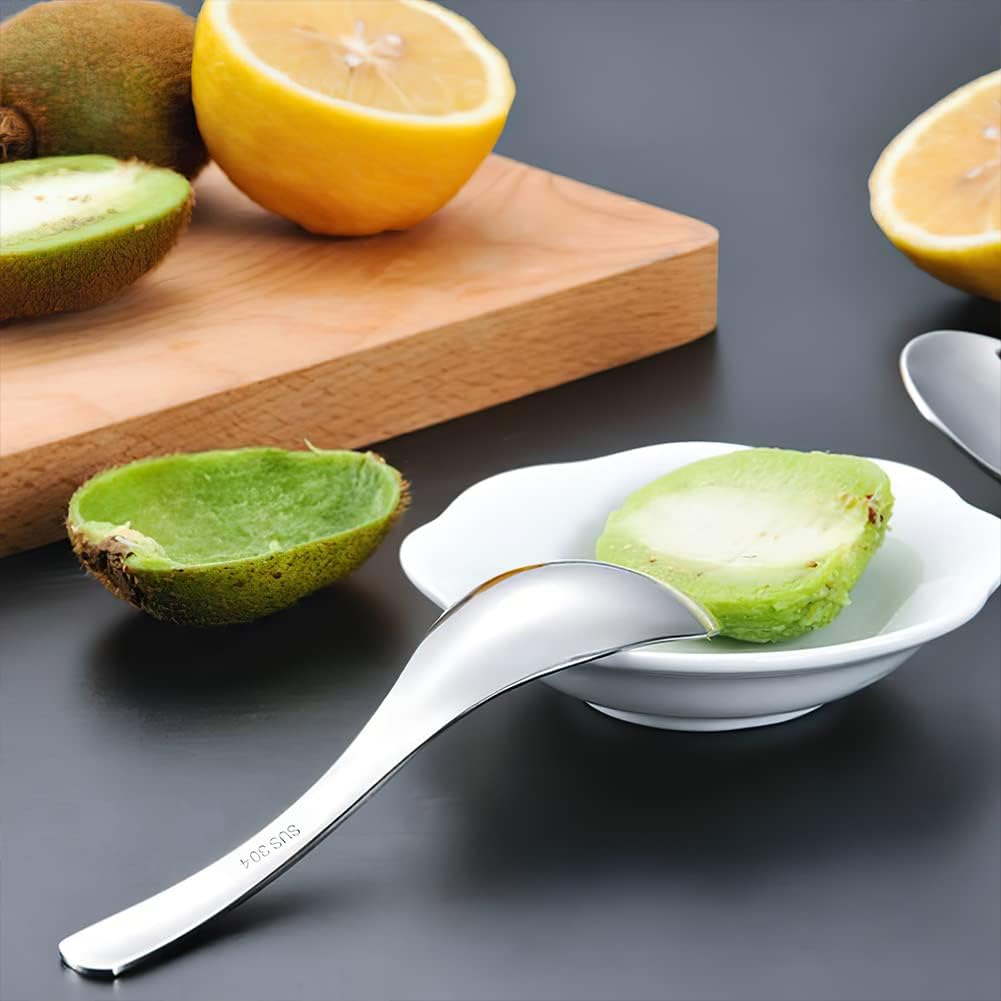 Soup Spoons,Heavy Duty Thick Short Handle Ramen Spoon, Set of 6