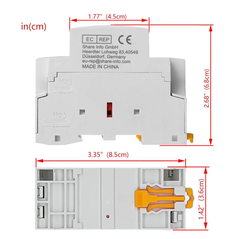 Hofwgele HCH8s-63 DC Contactor 24V Coil 63A 2NO 2 Pole Universal Circuit Control Automatic Modular Contactor Household Circuit Control Din Rail Mount 2Pole 24V DC Coil contactor
