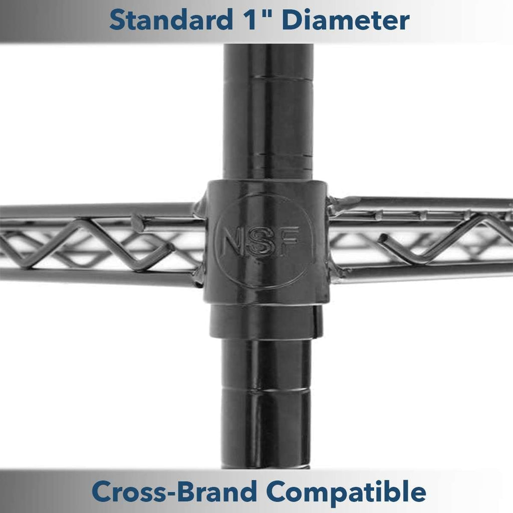 64" Black Epoxy NSF Shelving Posts (Pack of 4) - Poles Height: 8"-96" - Stationary or Mobile Wire Rack Posts for