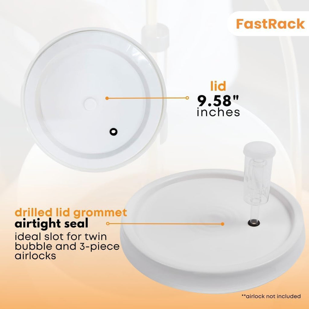 2 Gallon Fermentation Bucket with Lid, Grommet & twin bubble airlock (3 Pack)|HDPE Brew Bucket with Handle &