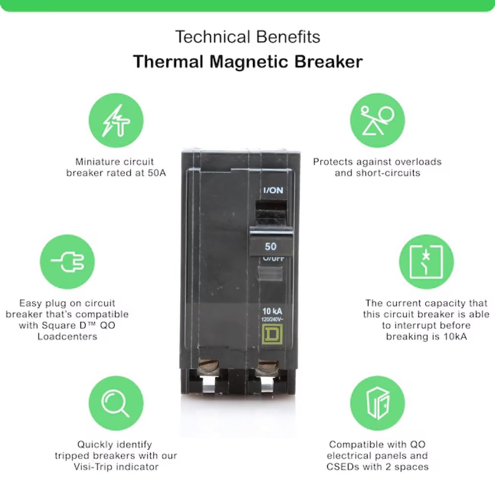 Genuine Square D QO250 50 Amp Double Pole Circuit Breaker Kit