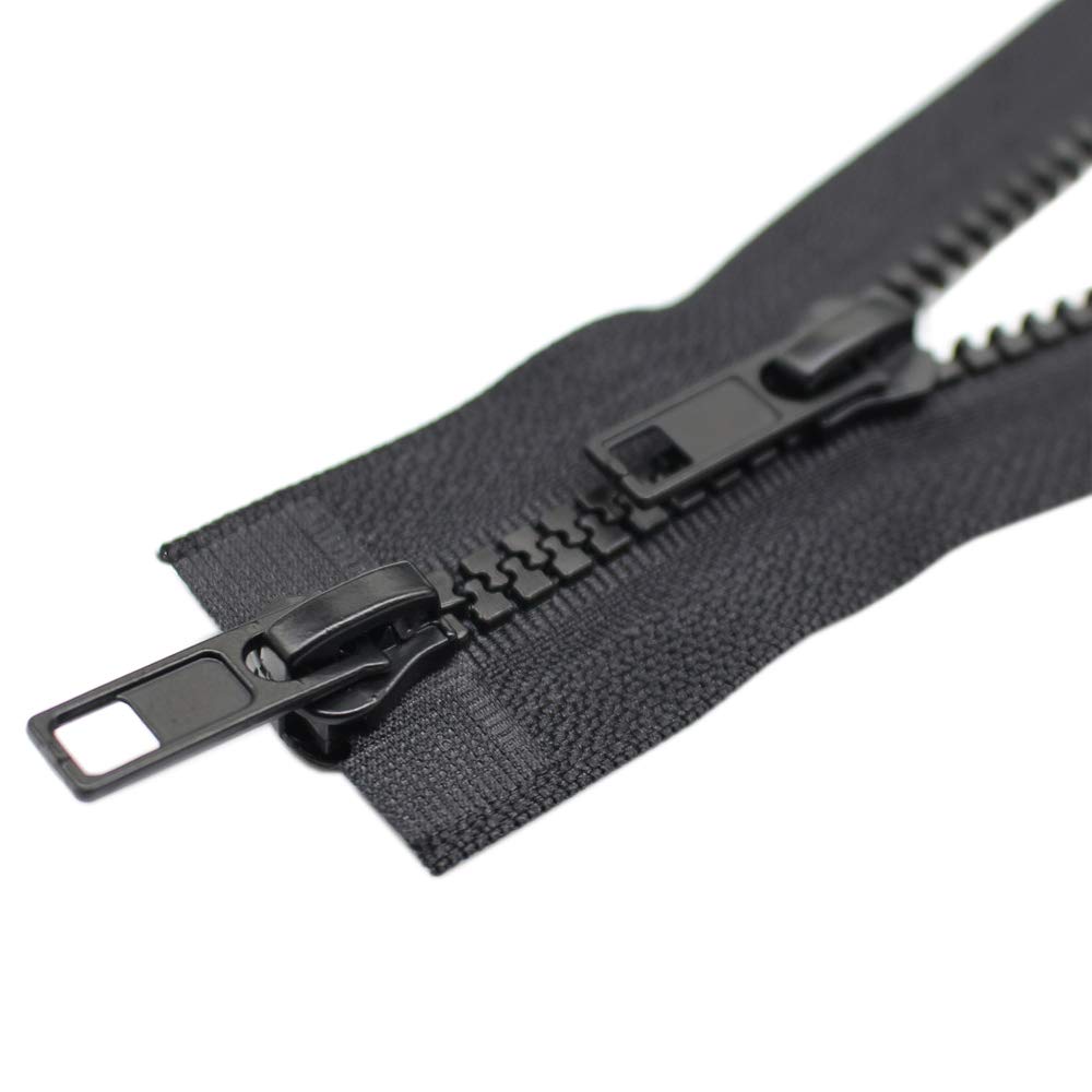 2PCS #5 30 Inch Two Way Separating Jacket Zippers for Sewing Black