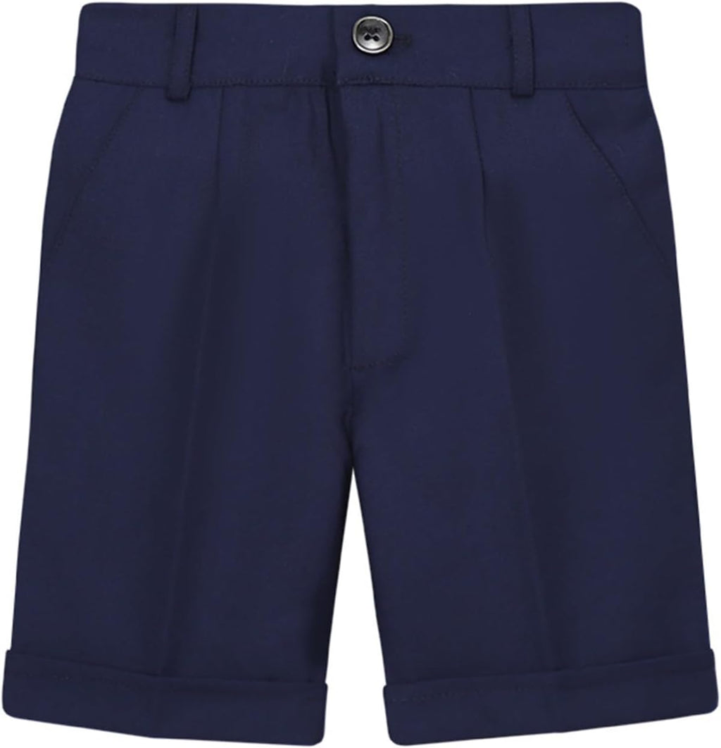Toddler Boys Golf Shorts Chino Back Flat Front School Uniform Navy | Kids Dress Shorts, Active Flat Front Stretch
