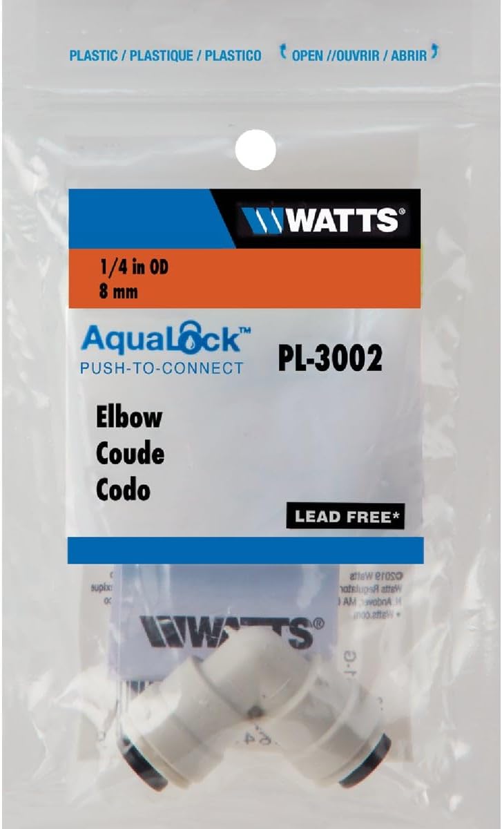 Watts AquaLock Plastic Mini Union Elbow 1/4" OD x 1/4" OD Lead-Free