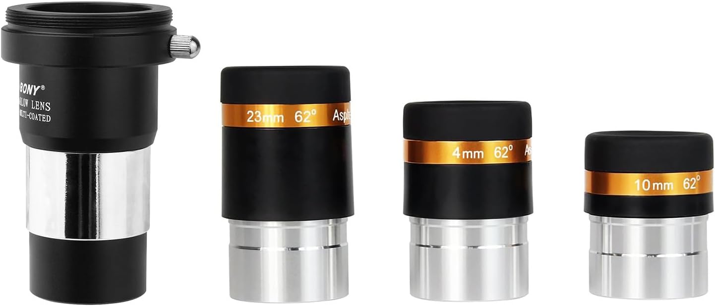 Eyepieces 4mm Telescopes Lens and SVBONY 2X Barlow Lens, Wide Angle 62 Degree Aspheric Eyepiece HD Fully Coated